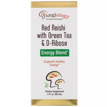 California Gold Nutrition, ファンジオロジー、緑茶＆リボース入り赤霊芝、エナジーブレンド、2液量オンス（60 ml）