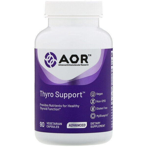 Advanced Orthomolecular Research AOR, Thyro(チロ)サポート、植物性カプセル90粒