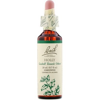 Bach, オリジナルフラワーレメディ、モチノキ、20ml（0.7液量オンス）