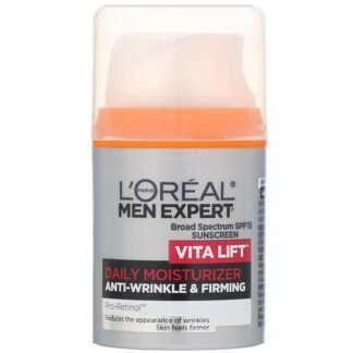 L'Oreal, メンエキスパートアンチリンクル＆ファーミング、ビタリフトデイリーモイスチャライザー、SPF 15、1.6 fl oz（48 ml）