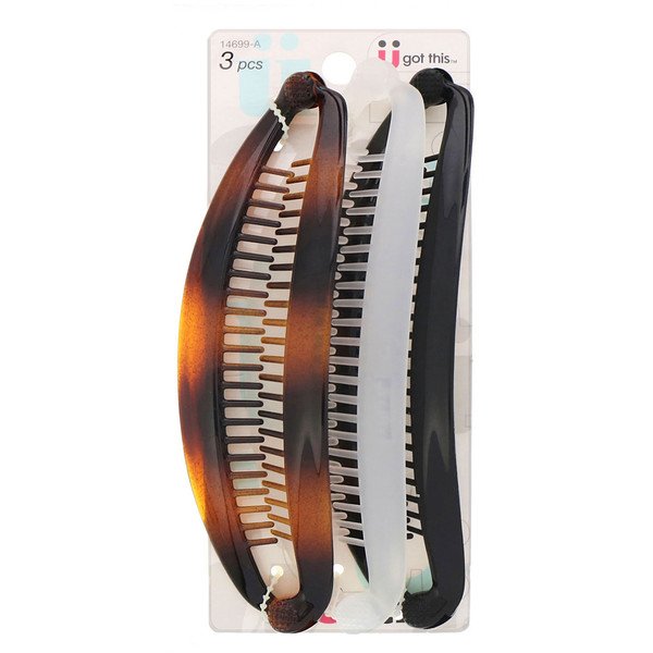 Scunci, バナナバレッタ、アソートカラー、3個