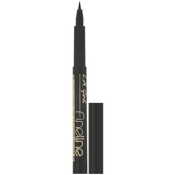 L.A. Girl, ファインラインリキッドアイライナー、ブラック (1.1 ml)