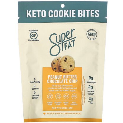 SuperFat, Keto Cookie Bites, Peanut Butter Chocolate Chip, 2.25 oz(64g) Each