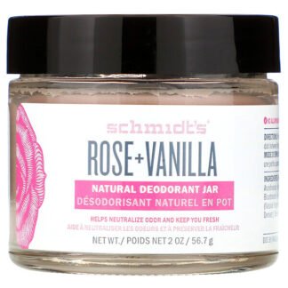 Schmidt's, ナチュラルデオドラントジャー、ローズ＋バニラ、56.7g（2oz）