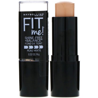 Maybelline, フィットミー、シャインフリー＋バランススティックファンデーション、130バフベージュ、9 g