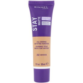Rimmel London, ステイマットフルカバーマットファンデーション、202サンベージュ、30ml
