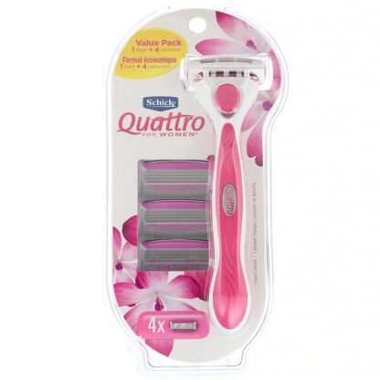Schick, 女性用クワトロ、カミソリ1個、替刃4枚
