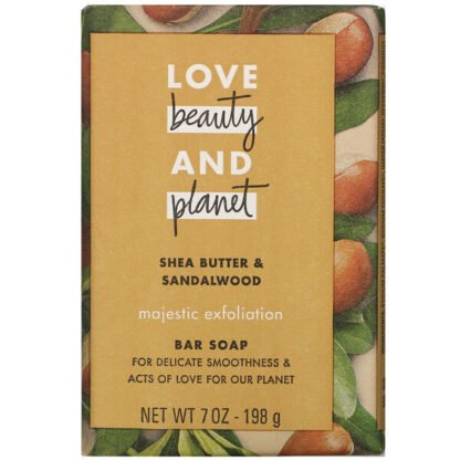 Love Beauty and Planet, マジェスティックエクスフォリエーション、固形石鹸、シアバター＆ビャクダン、198g（7オンス）