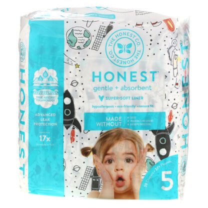 The Honest Company, Honest（オネスト）おむつ、サイズ5、27ポンド以上、宇宙ロケット柄、20枚
