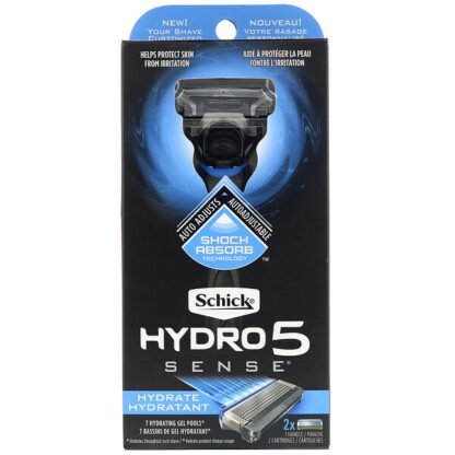 Schick, ハイドロ5センス(Hydro 5 Sense)、ハイドレイト、カミソリ1個、替刃2個