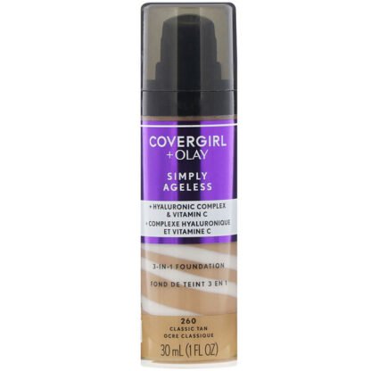 Covergirl, Olay（オレイ）シンプリーエイジレス、3ーinー1ファンデーション、260クラシックタン、30 ml