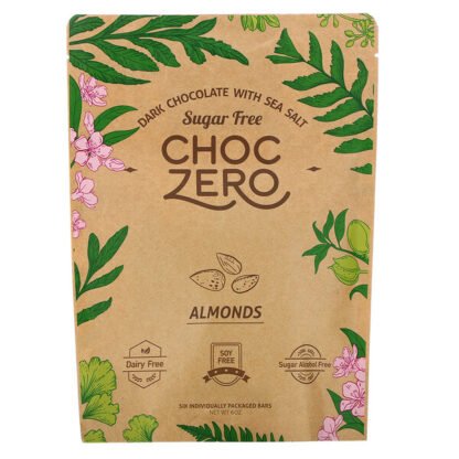 ChocZero, 海塩入りダークチョコレート、アーモンド、砂糖不使用、6本、各1オンス