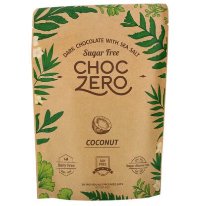 ChocZero, 海塩入りダークチョコレート、ココナッツ、砂糖不使用、6本、各1オンス