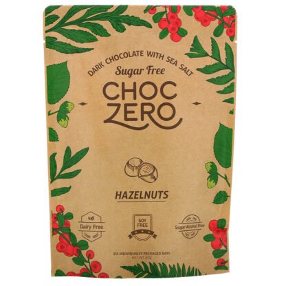 ChocZero, 海塩入りダークチョコレート、ヘーゼルナッツ、砂糖不使用、6本、各1オンス