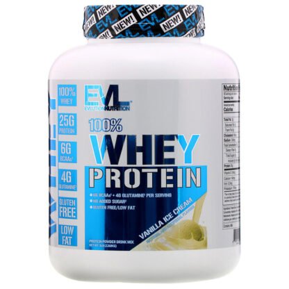 EVLution Nutrition, ホエイタンパク質100％、バニラアイスクリーム、2.268kg（5lb）