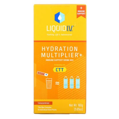 Liquid I.V., Hydration Multiplier + Immune Support Drink Mix, Tangerine, 10 Stick Packs, 0.56 oz (16 g) Each
