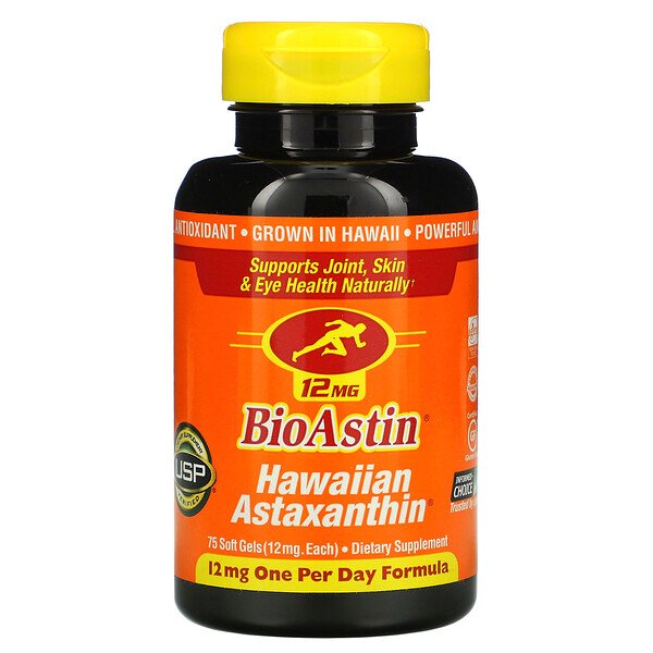 Nutrex Hawaii, BioAstin(バイオアスチン)、Hawaiian Astaxanthin(ハワイアンアスタキサンチン)、12mg、ソフトジェル75粒