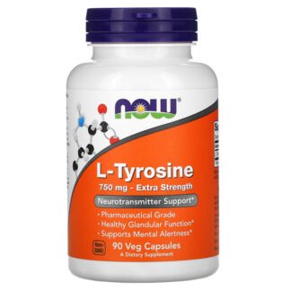 Now Foods, L-チロシン、高配合、750mg、ベジカプセル90粒