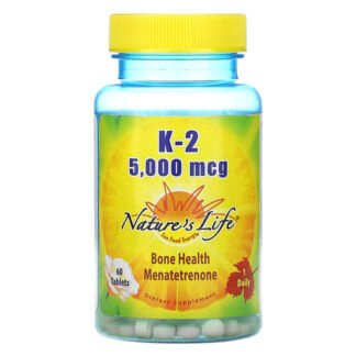 Nature's Life, K-2、 メナテトレノン、 5,000 mcg、タブレット60錠