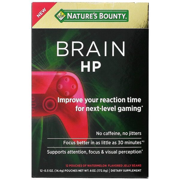 Nature's Bounty, Brain HP, Watermelon Flavored, 12 Pouches of Jelly Beans