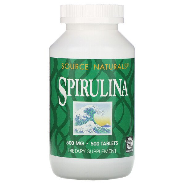 Source Naturals, スピルリナ、500mg、500粒