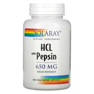 Solaray, ペプシン配合HCL、650mg、ベジカプセル100粒