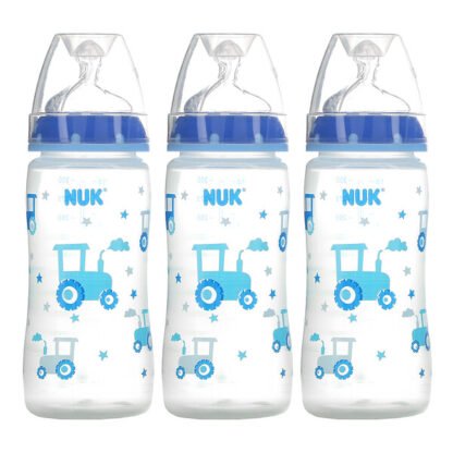 NUK, Smooth Flow, Anti-Colic Bottle, Boy, 0+ m, 3 Bottles, 10 oz ( 300 ml) Each