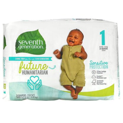 Seventh Generation, 敏感肌にもやさしいおむつ、サイズ1、8～14ポンド、31枚