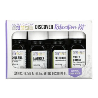 Aura Cacia, Discover Relaxation Kit, 4 Bottles of Essential Oils, 0.25 fl oz (7.4 ml ) Each