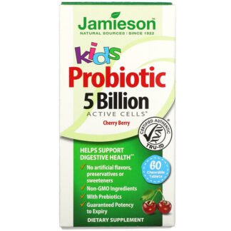 Jamieson Natural Sources, Kids, Probiotic 5 Billion CFU Active Cells, Cherry Berry, 60 Chewable Tablets