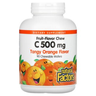 Natural Factors, C 500 mg、タンギーオレンジ風味、90チュアブルウエハース
