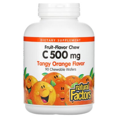 Natural Factors, C 500 mg、タンギーオレンジ風味、90チュアブルウエハース