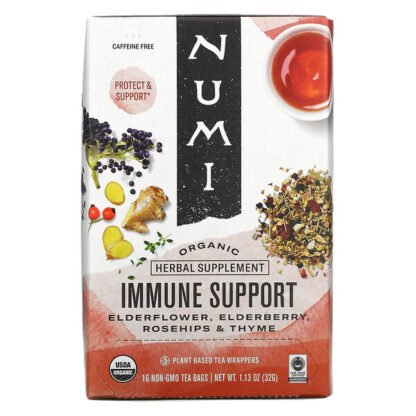 Numi Tea, Organic, Immune Support, 16 Non-GMO Tea Bags, 1.13 oz (32 g)