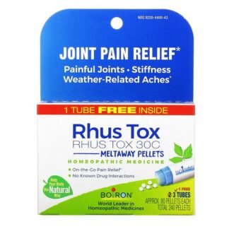 Boiron, Rhus Tox, Joint Pain Relief, Meltaway Pellets, 30C, 3 Tubes, 80 Pellets Each