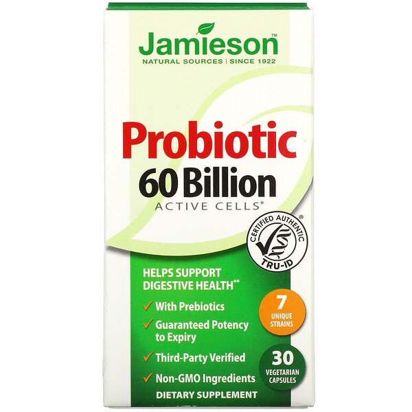 Jamieson Natural Sources, Probiotic 60 Billion CFU Active Cells, 30 Vegetarian Capsules