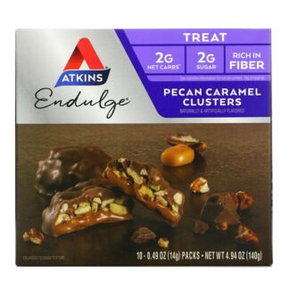 Atkins, Pecan Caramel Clusters, 10 Packs, 0.49 oz (14 g) Each