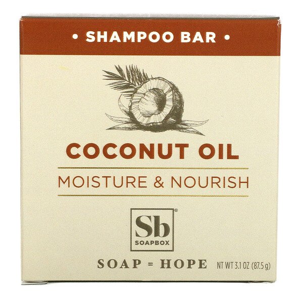 Soapbox, Moisture & Nourish, Shampoo Bar, Coconut Oil, 1 Bar