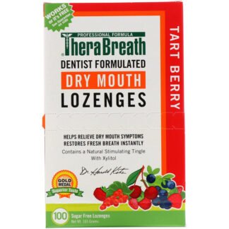 TheraBreath, ドライマウスロゼンジ、無糖、タルトベリー、個別包装ロゼンジ100個、