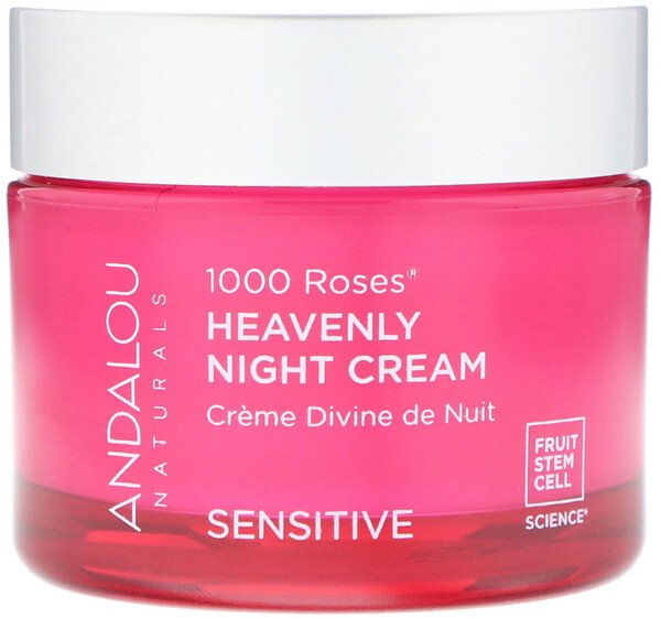 Andalou Naturals, ヘブンリーナイトクリーム、 1000ローズ、 敏感肌用、 1.7液量オンス (50 ml)