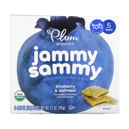 Plum Organics, Jammy Sammy, 15 Months & Up, Blueberry & Oatmeal, 5 Bars, 1.02 oz (29 g) Each