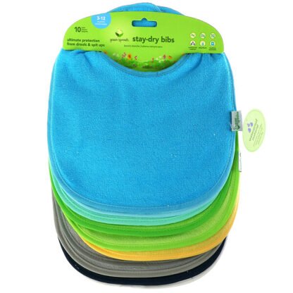 Green Sprouts, Stay-dry Infant Bibs, Aqua, 10 Pack