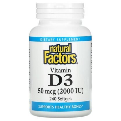 Natural Factors, ビタミンD3、2000IU、ソフトジェル240錠
