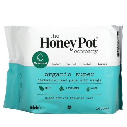 The Honey Pot Company, Organic Super Herbal-Infused Pads With Wings, 16 Count