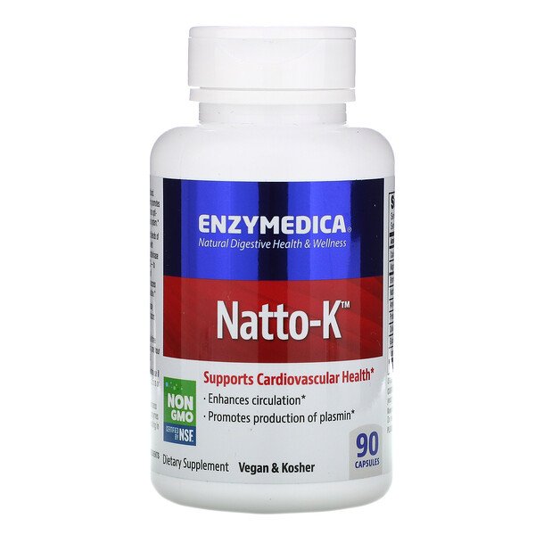 Enzymedica, 納豆-K, 心臓血管, 90カプセル