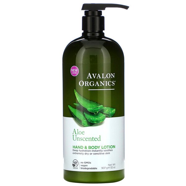 Avalon Organics, ハンド&ボディローション、アロエ、無香料、907g(32オンス)