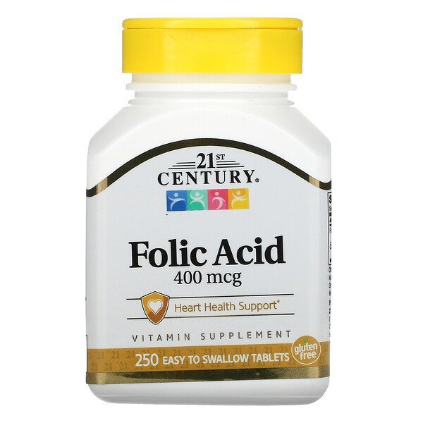 21st Century, 葉酸, 400 mcg, 250 錠
