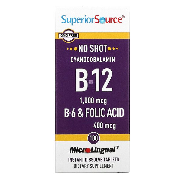 Superior Source, マイクロリンガル(MicroLingual)、シアノコバラミン B12、1000 mcg、100 錠