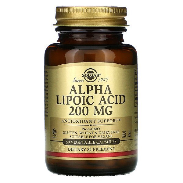 Solgar, アルファリポ酸、200mg、ベジカプセル50粒