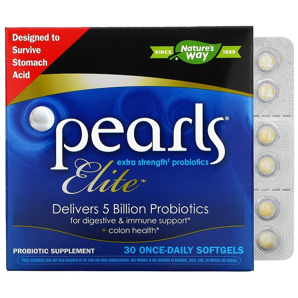 Nature's Way, Pearls Elite(パールエリート)、エキストラ濃縮プロバイオティクス、1日1回のソフトジェル30粒