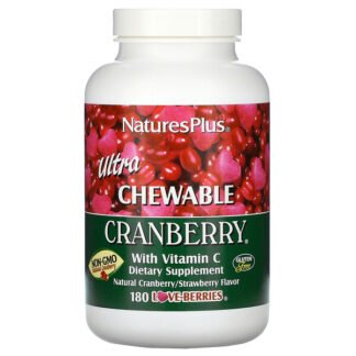 Nature's Plus, ビタミンC配合ウルトラチュアブルクランベリー、天然クランベリー／イチゴ風味、ラブベリー180粒